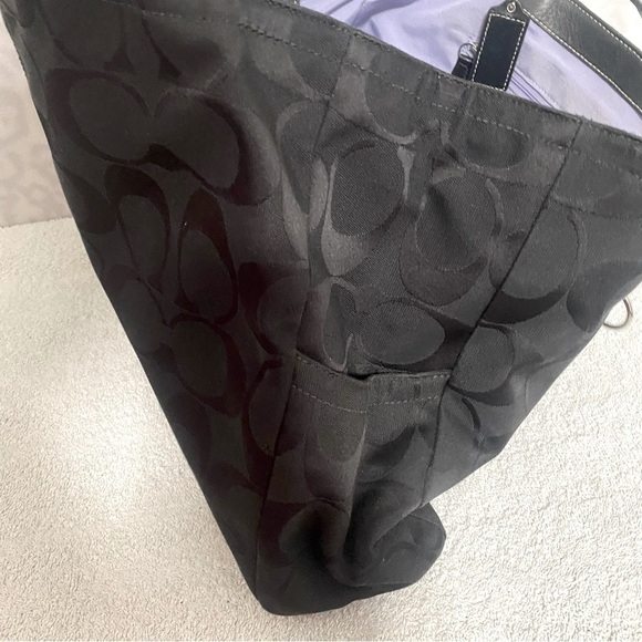 Coach Gabby Signature Authentic Black Canvas Monogram Tote Shoulder Bag Large - Picture 9 of 12